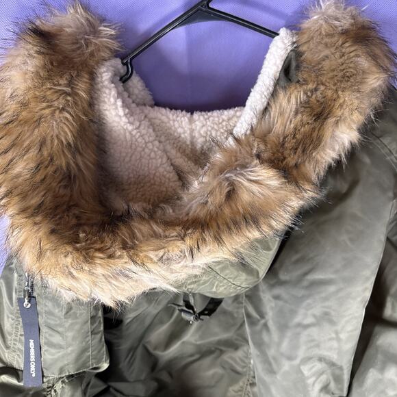 Members Only Jacket Women Green Faux Fur Hood Double Zipper Soft Lining 3XL - Picture 9 of 12